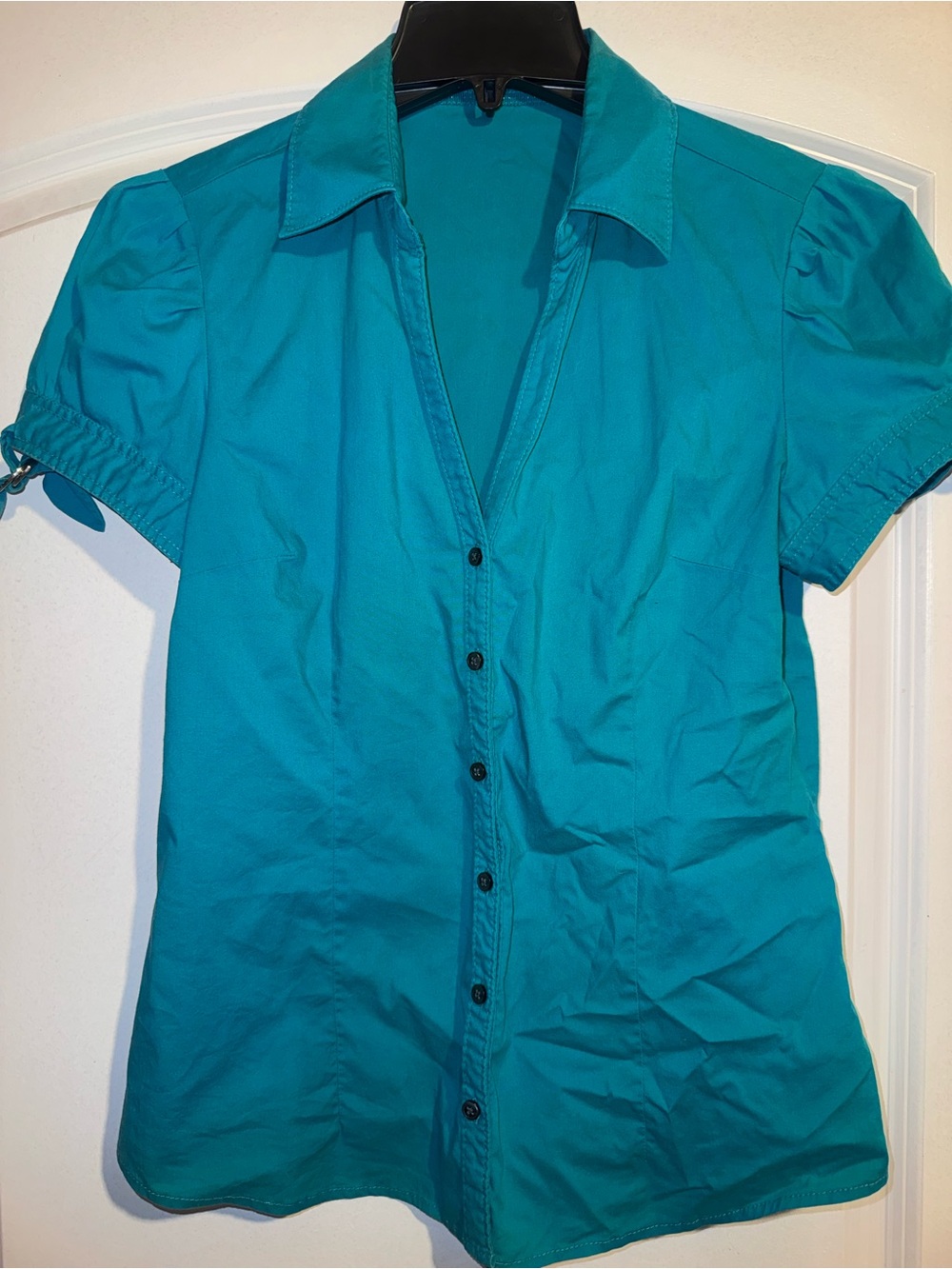 Express Studio Button-Up Short Sleeve Shirt
